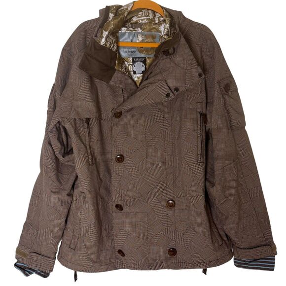 Burton The White Collection Snow Jacket Coat Plaid Brown L bv - Picture 1 of 12